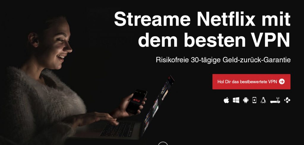 Ein Mädchen ist zufrieden bei der Verwendung von ExpressVPN, um Netflix anzusehen