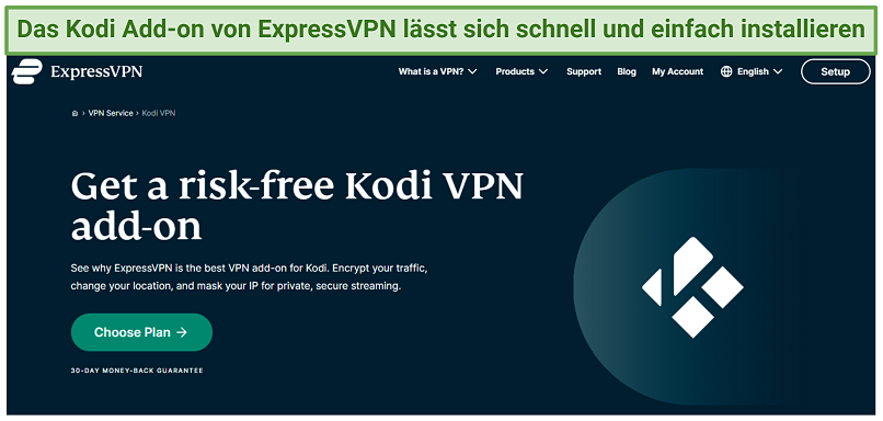 Ein Screenshot, der zeigt, dass ExpressVPN ein großartiges Add-on-VPN für Kodi ist