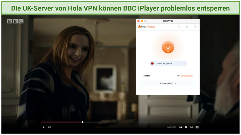 Graphic showing Hola VPN with BBC iPlayer