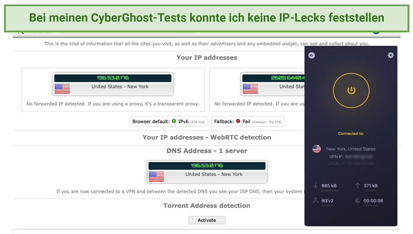 Graphic showing CG DNS leak test