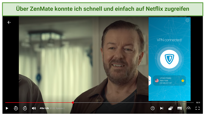 Graphic showing ZenMate with Netflix