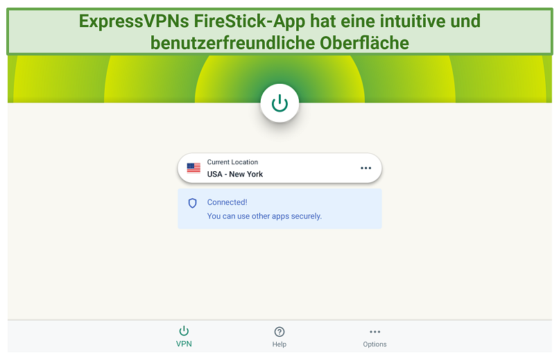 A screenshot of ExpressVPN's FireStick app user interface
