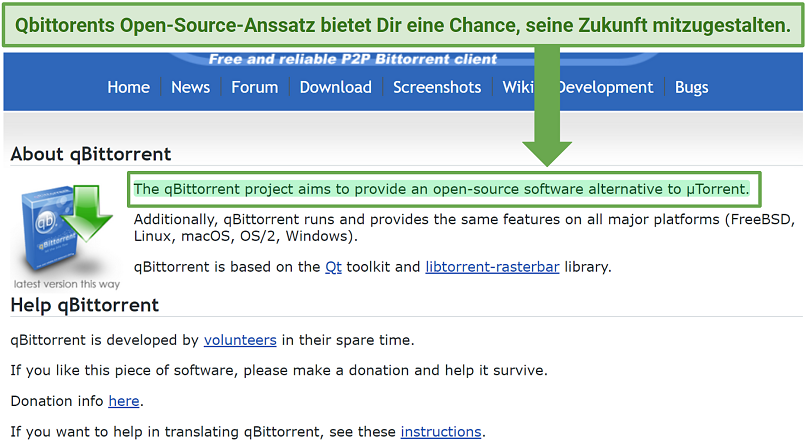 A screenshot showing qBittorent is open-source in nature