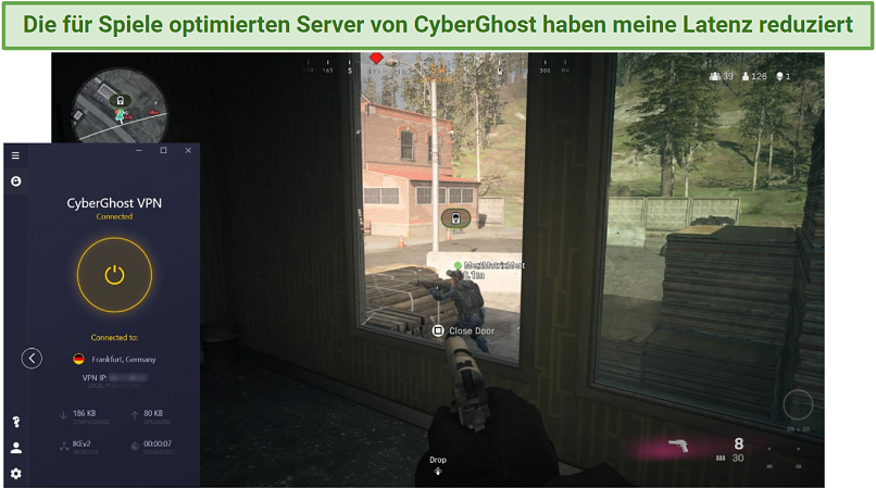 A picture showing CyberGhost accessing bot lobbies in Call of Duty Warzone.