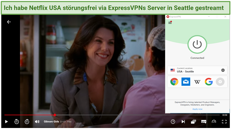 Graphic showing Netflix on ExpressVPN