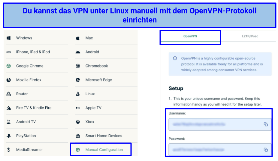 Screenshot of the ExpressVPN Manual Configuration for OpenVPN page