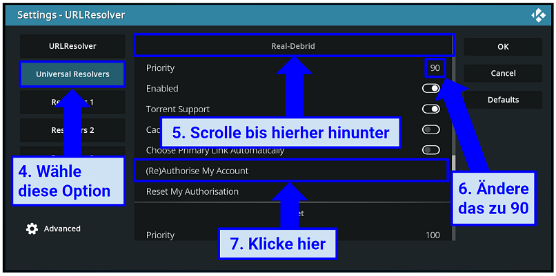 Graphic showing URLResolver settings