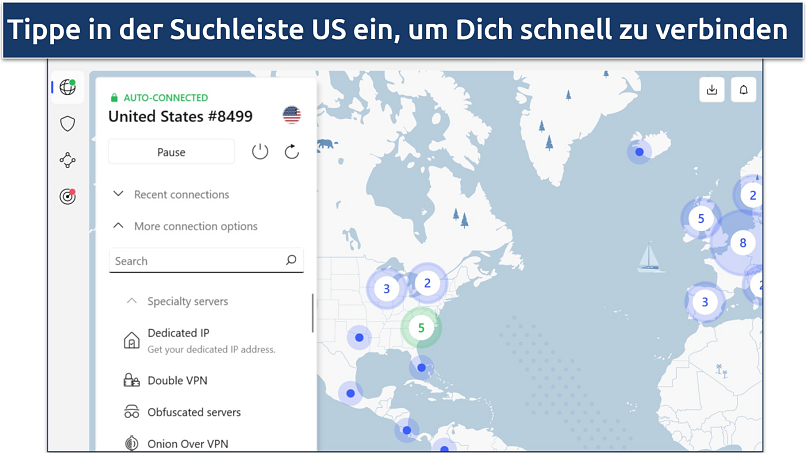  Screenshots of NordVPN's servers in the US