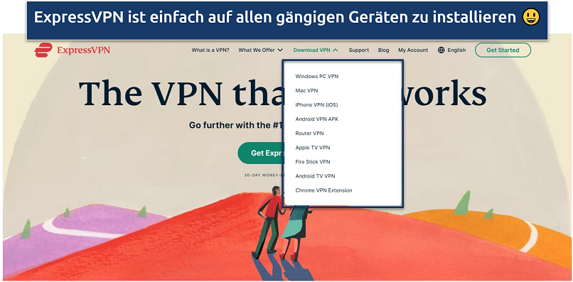 A screenshot showing ExpressVPN download page