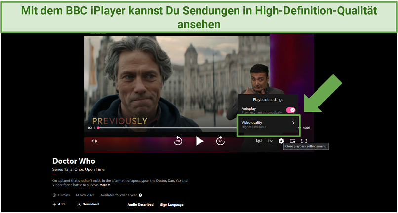 Screenshot of BBC iPlayer user-interface