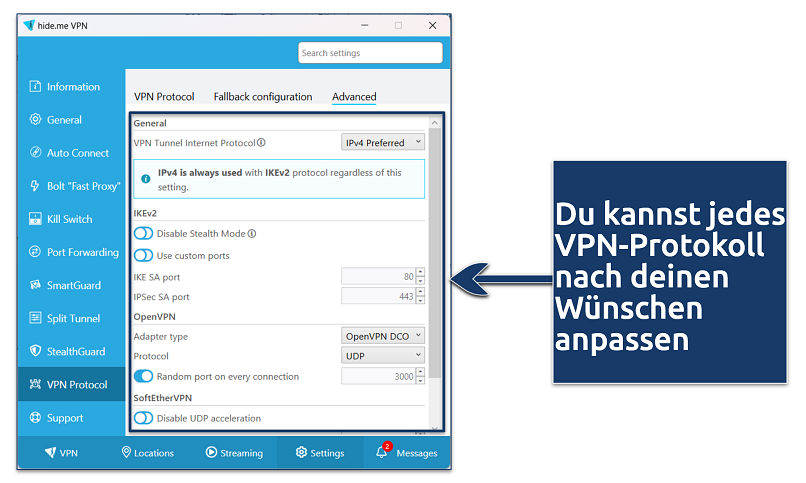 Screenshot showing how to optimize hideme VPN for Windows