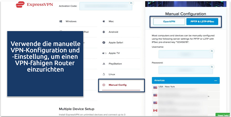 Picture showing ExpressVPN manual VPN router configuration