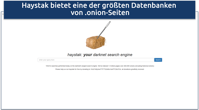  Screenshot of the Haystack search engine