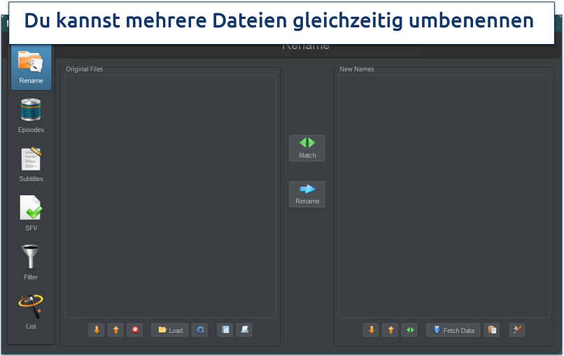 Screenshot der FileBot-Oberfläche auf Windows