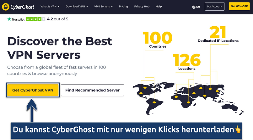 Screenshot showing the CyberGhost website