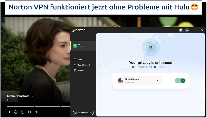 Streaming von Mothers' Instinct auf Hulu über einen Norton VPN Server in den USA