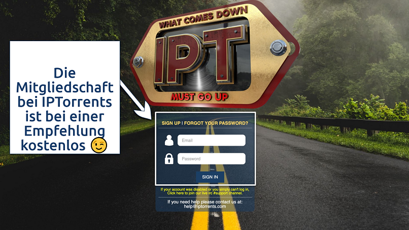 Screenshot of the IPtorrents homepage