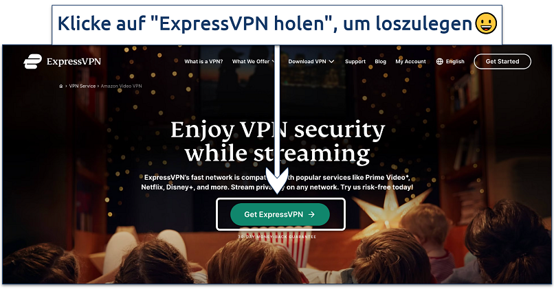 Screenshot of ExpressVPN's Disney+ landing page