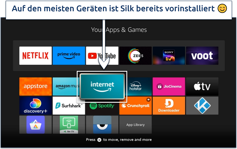 Screenshot des Silk-Browser-Symbols auf dem Firestick