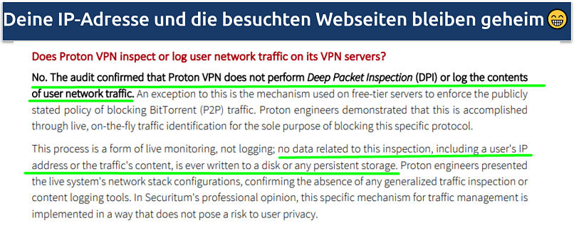 Screenshot of Proton VPN's 2025 audit by Securitum