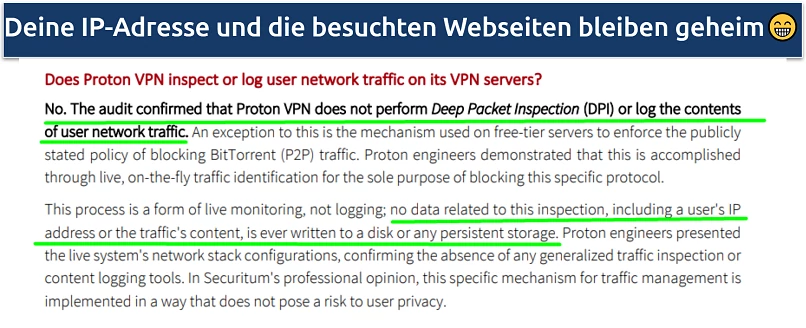 Screenshot of Proton VPN's 2025 audit by Securitum