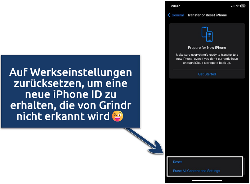 An image showing where to reset iPhone from the settings